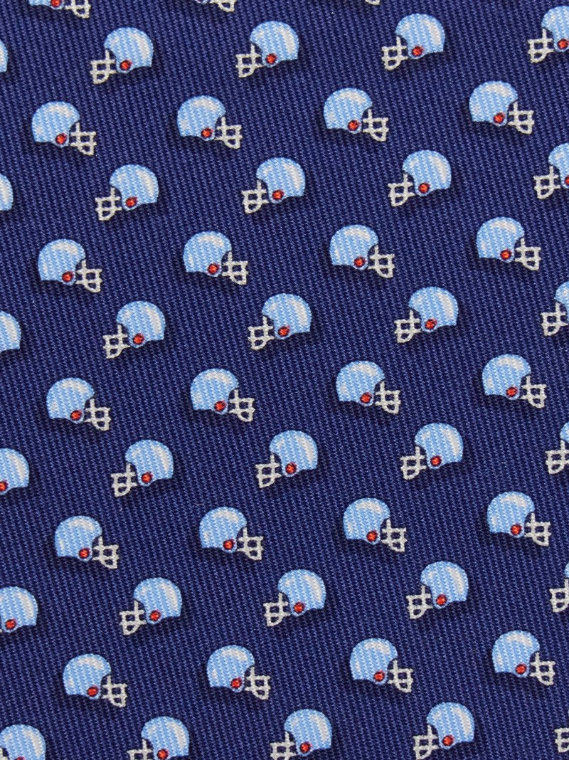 Ferragamo | Men's Football Print Silk Tie - Navy Blue
