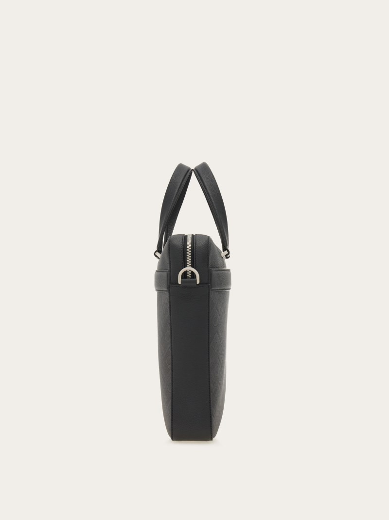 Ferragamo | Men's Monogram Business Bag - Black/Grey