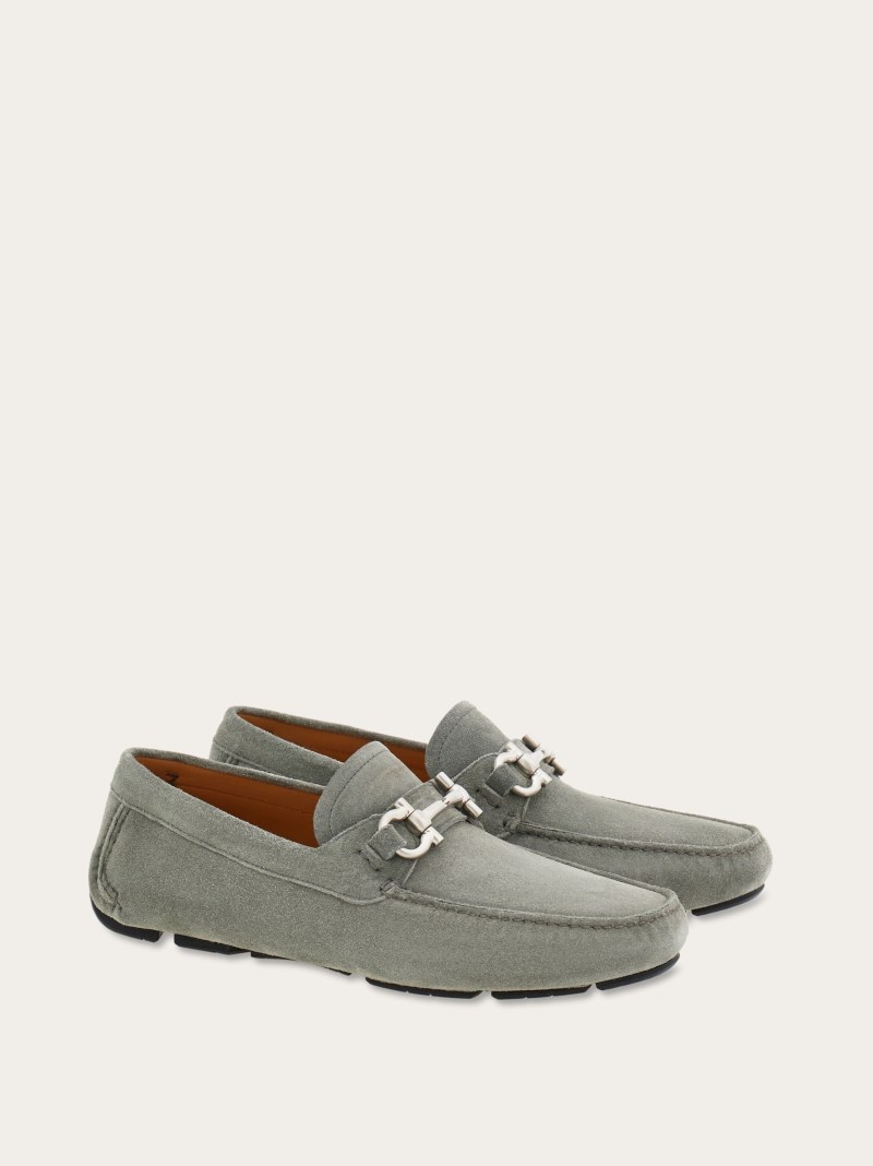 Ferragamo | Men's Driver With Gancini Ornament - Ash Grey