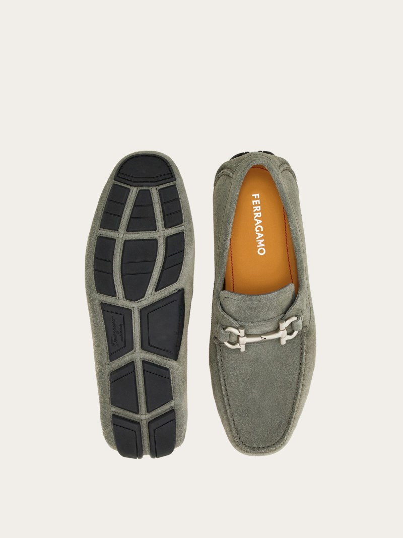 Ferragamo | Men's Driver With Gancini Ornament - Ash Grey