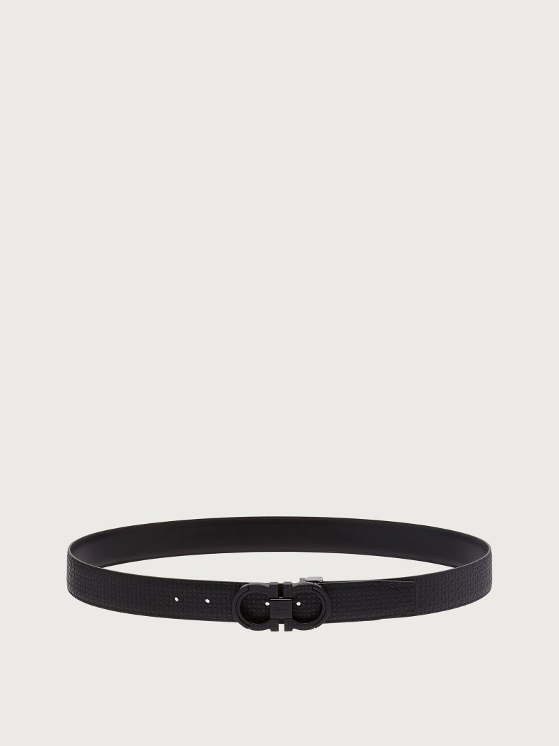 Ferragamo | Men's Reversible And Adjustable Gancini Belt - Black