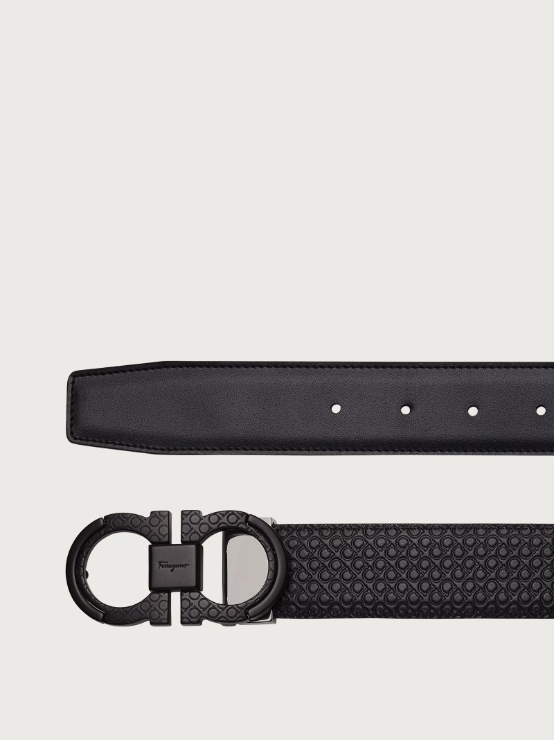 Ferragamo | Men's Reversible And Adjustable Gancini Belt - Black
