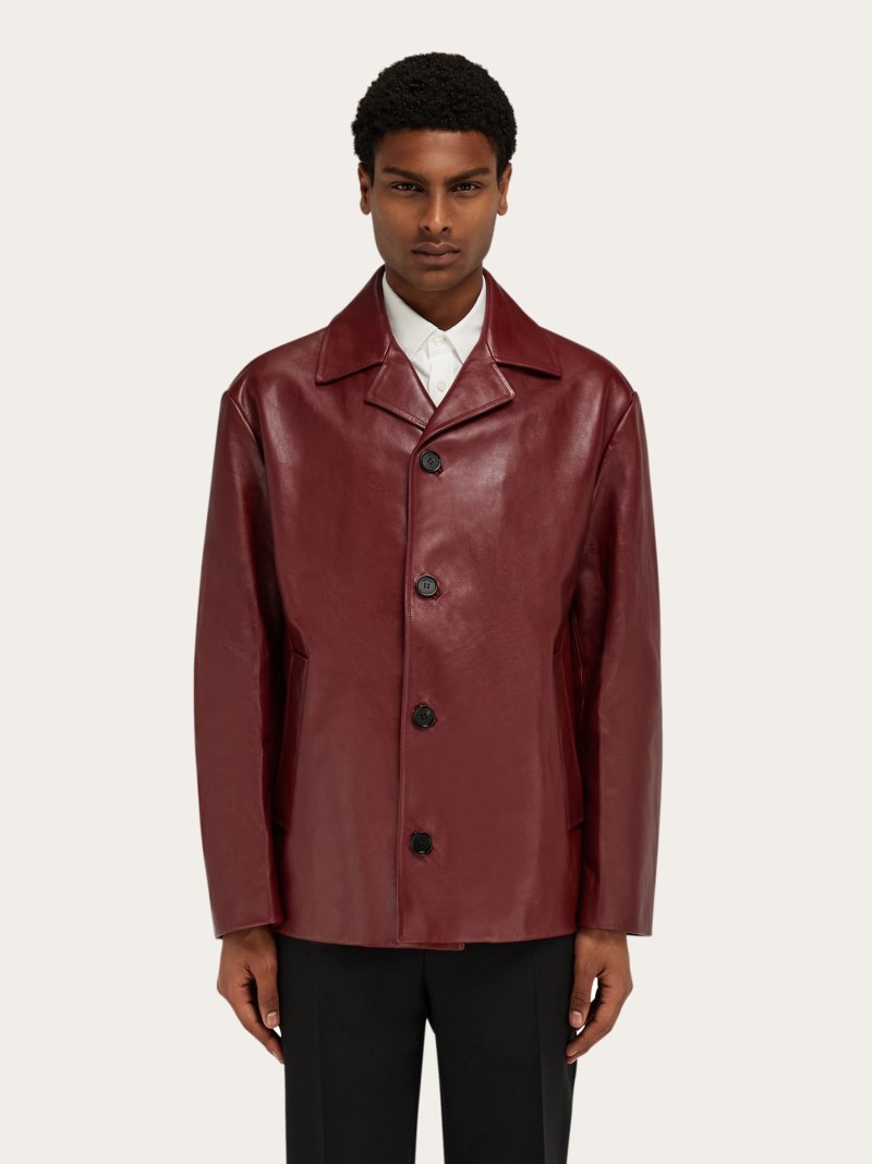 Ferragamo | Men's Leather Jacket - Burgundy