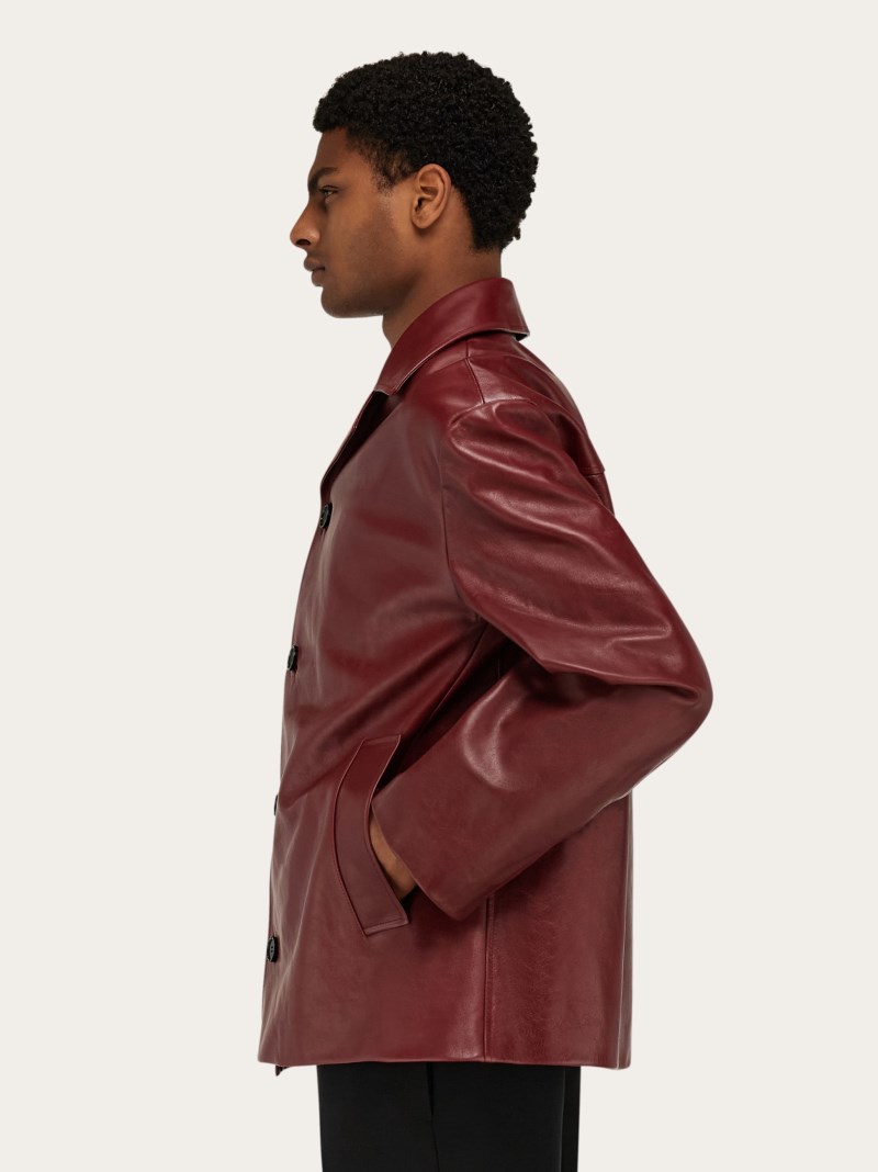 Ferragamo | Men's Leather Jacket - Burgundy