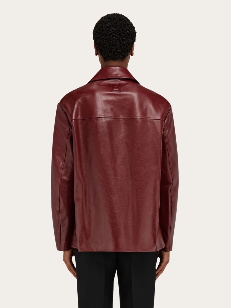 Ferragamo | Men's Leather Jacket - Burgundy