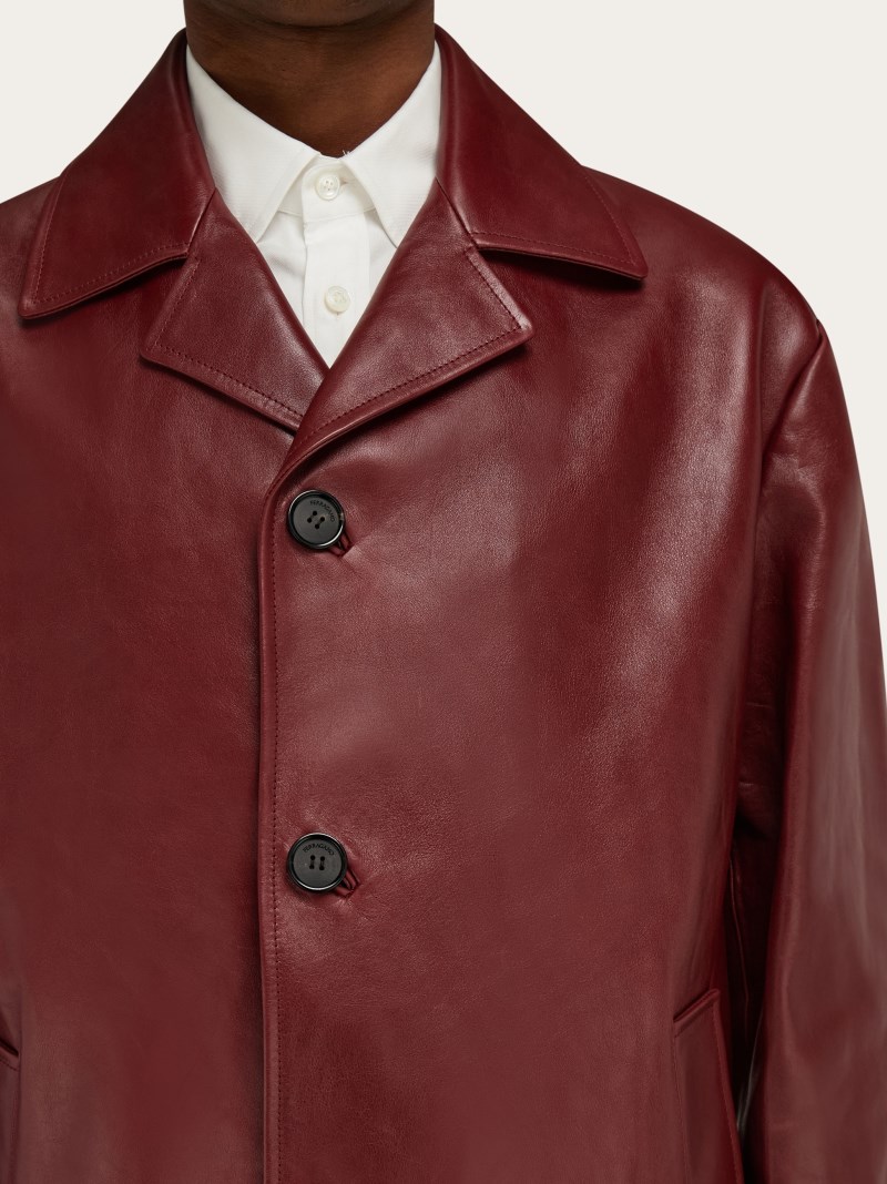 Ferragamo | Men's Leather Jacket - Burgundy