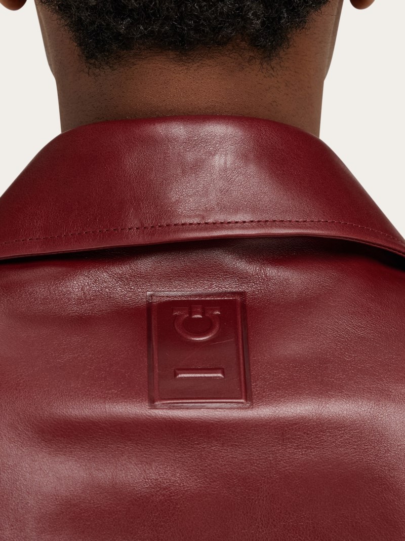 Ferragamo | Men's Leather Jacket - Burgundy