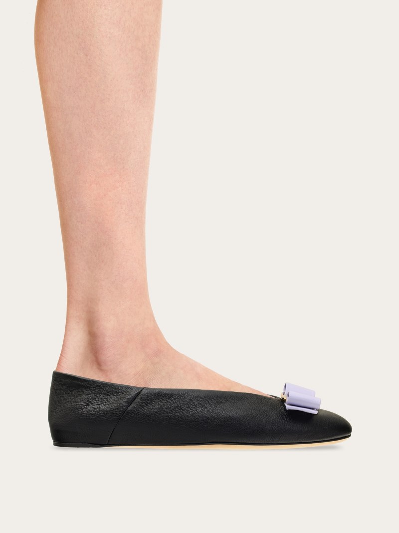 Ferragamo | Women's Vara Bow Ballet Flat - Black/Lavender