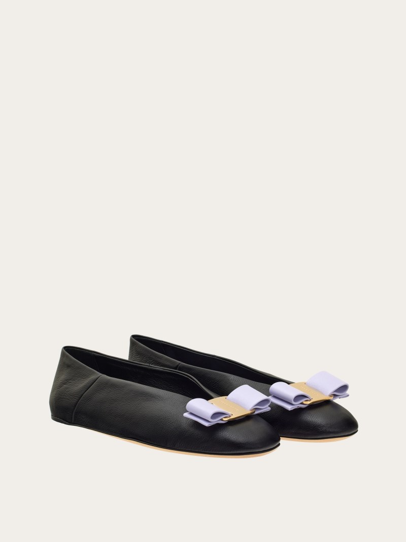 Ferragamo | Women's Vara Bow Ballet Flat - Black/Lavender