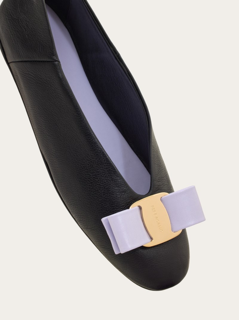 Ferragamo | Women's Vara Bow Ballet Flat - Black/Lavender