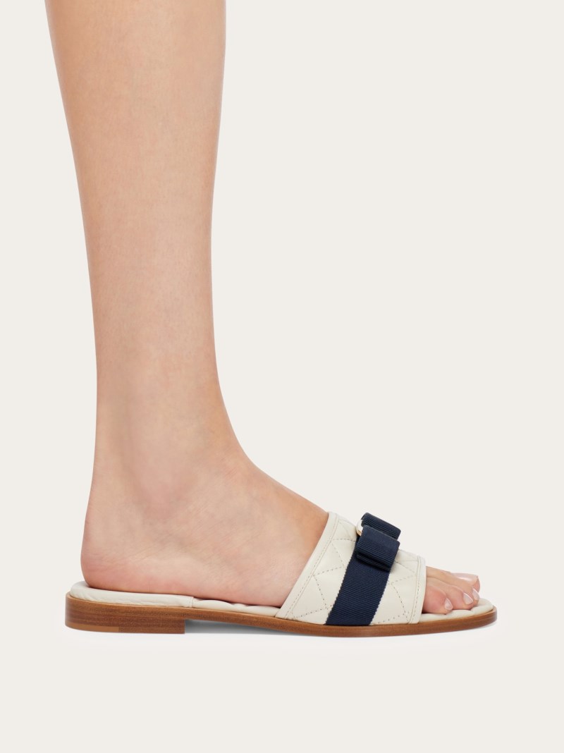 Ferragamo | Women's Quilted Slide With Vara Bow - Mascarpone