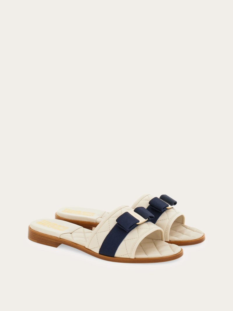 Ferragamo | Women's Quilted Slide With Vara Bow - Mascarpone