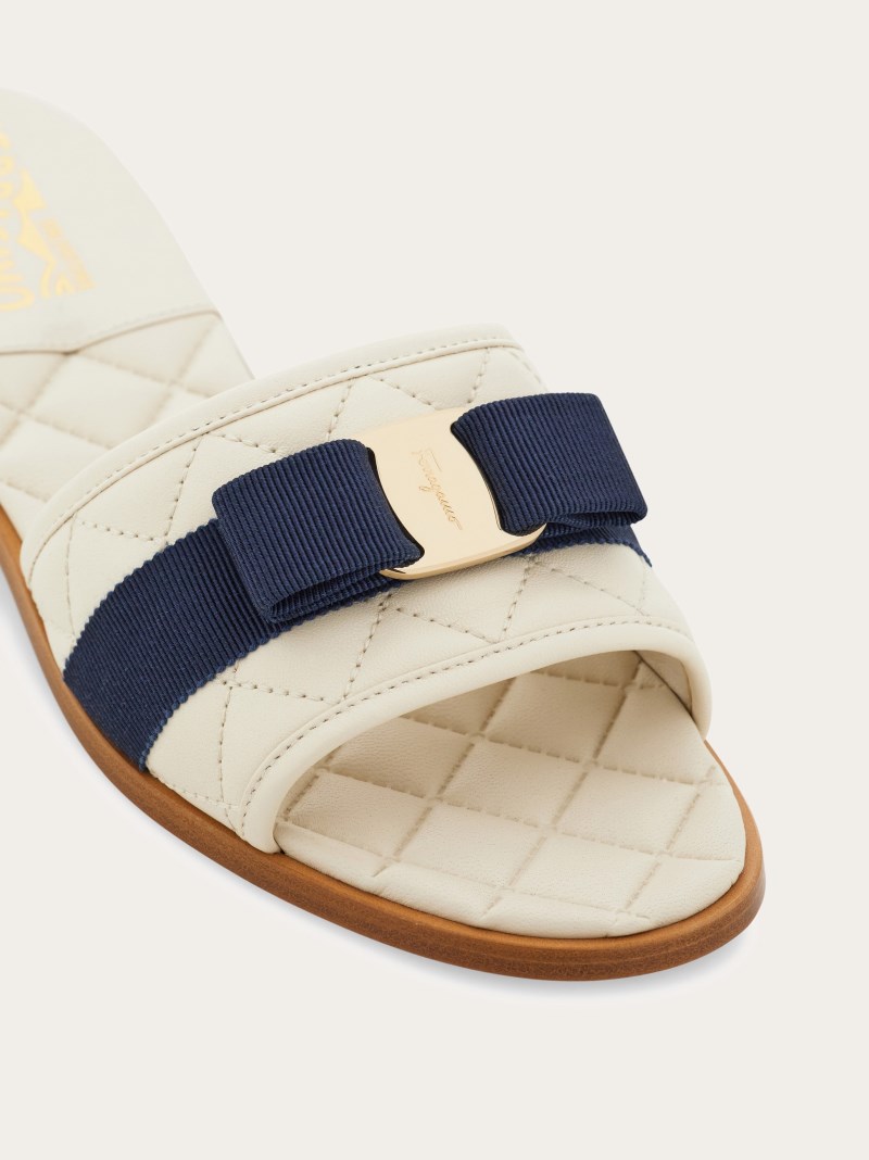 Ferragamo | Women's Quilted Slide With Vara Bow - Mascarpone