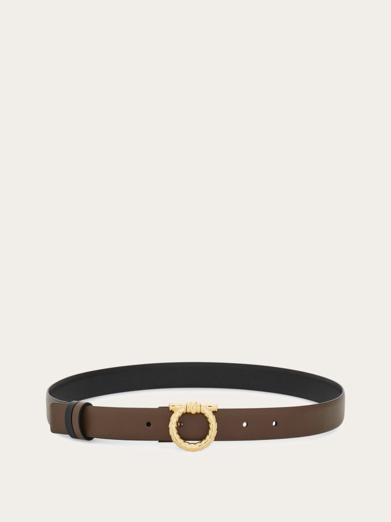 Ferragamo | Women's Adjustable And Reversible Gancini Belt - Clay/Black