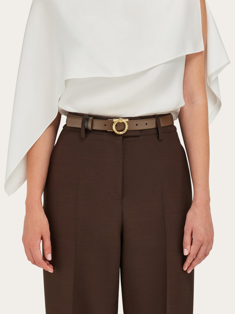 Ferragamo | Women's Adjustable And Reversible Gancini Belt - Clay/Black