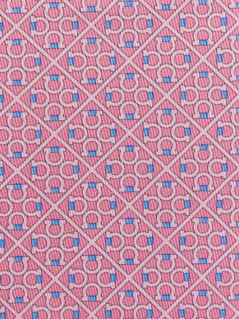 Ferragamo | Men's Square Gancini Print Silk Tie - Pink