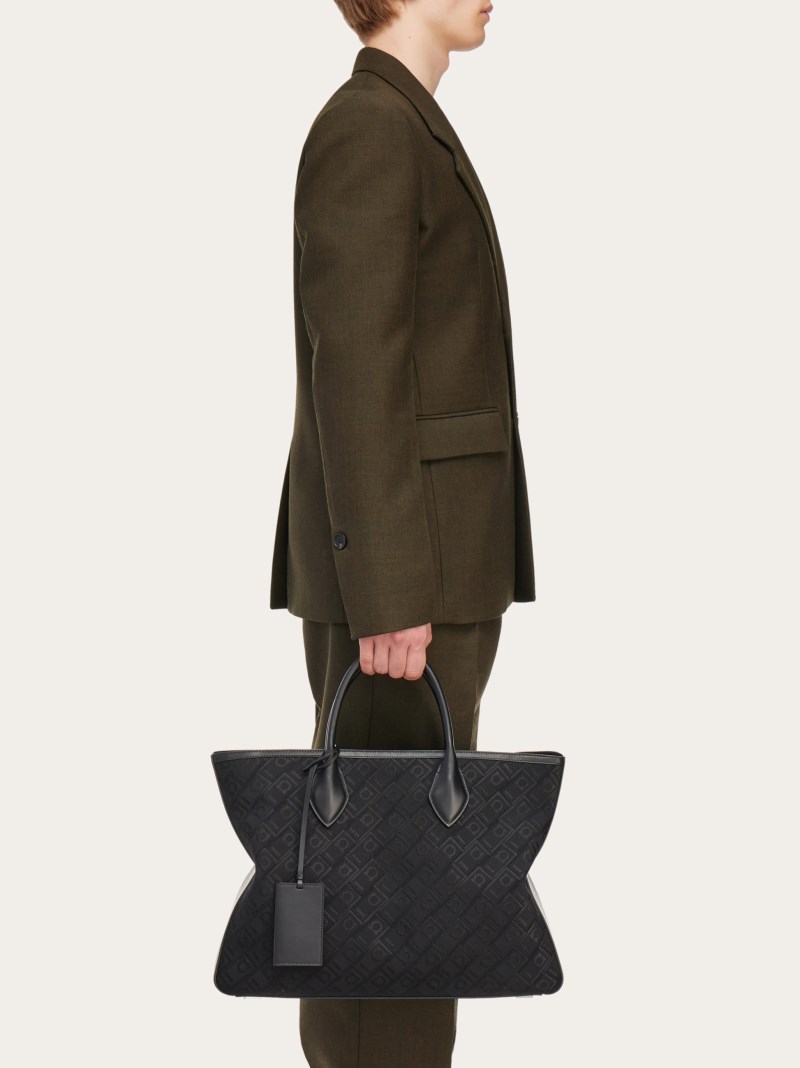 Ferragamo | Men's Jacquard Tote Bag - Black