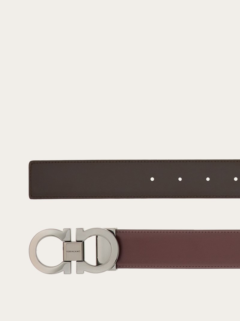 Ferragamo | Men's Reversible And Adjustable Gancini Belt - Oxblood/Testa Di Moro