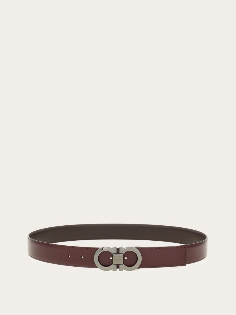 Ferragamo | Men's Reversible And Adjustable Gancini Belt - Oxblood/Testa Di Moro