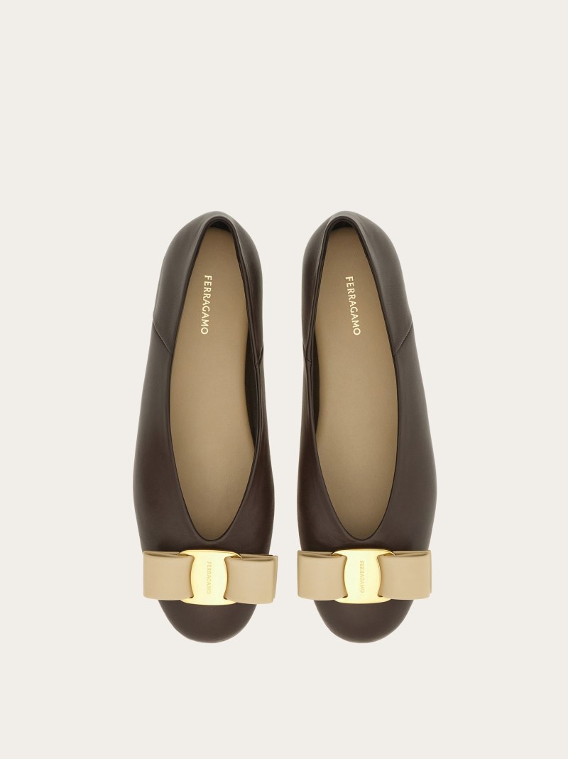 Ferragamo | Women's Vara Bow Ballet Flat - Testa Di Moro