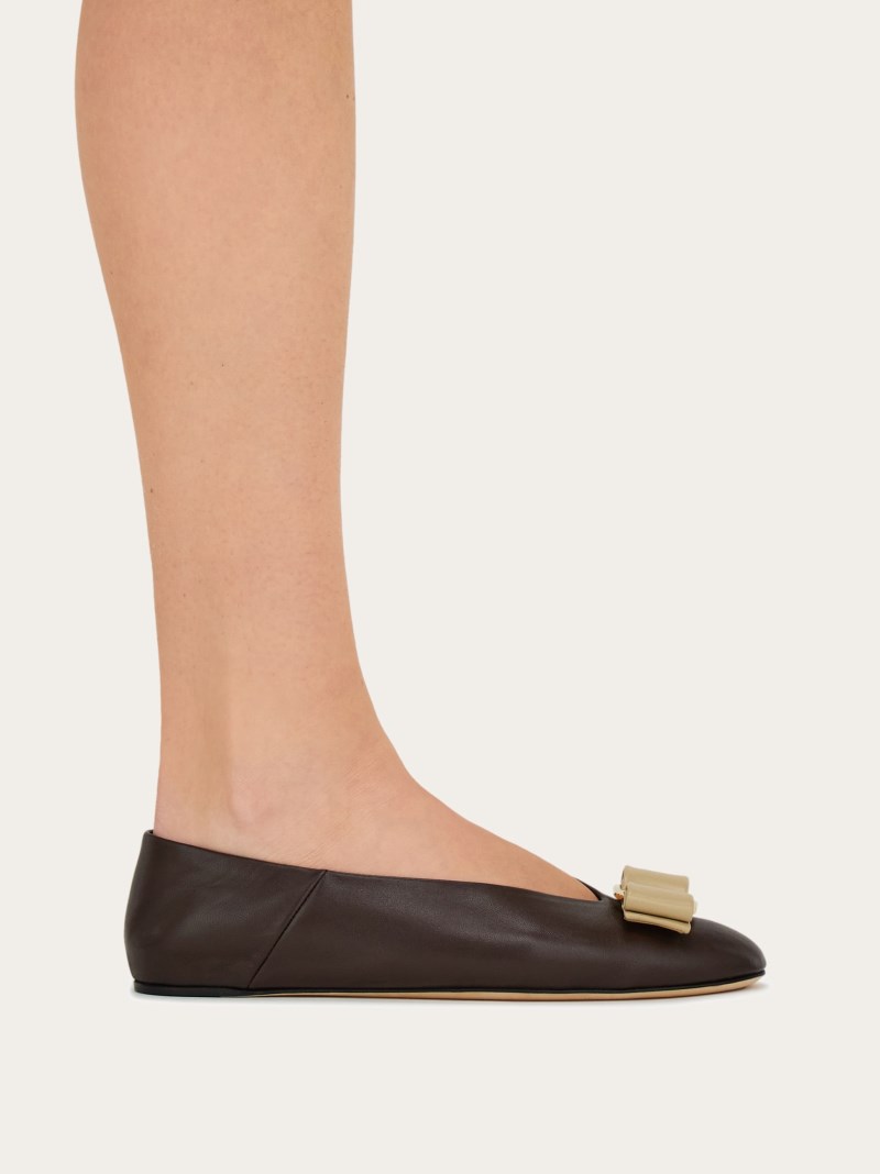 Ferragamo | Women's Vara Bow Ballet Flat - Testa Di Moro