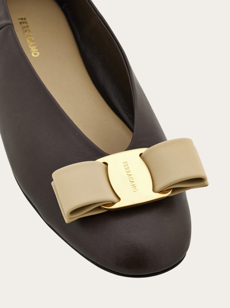 Ferragamo | Women's Vara Bow Ballet Flat - Testa Di Moro