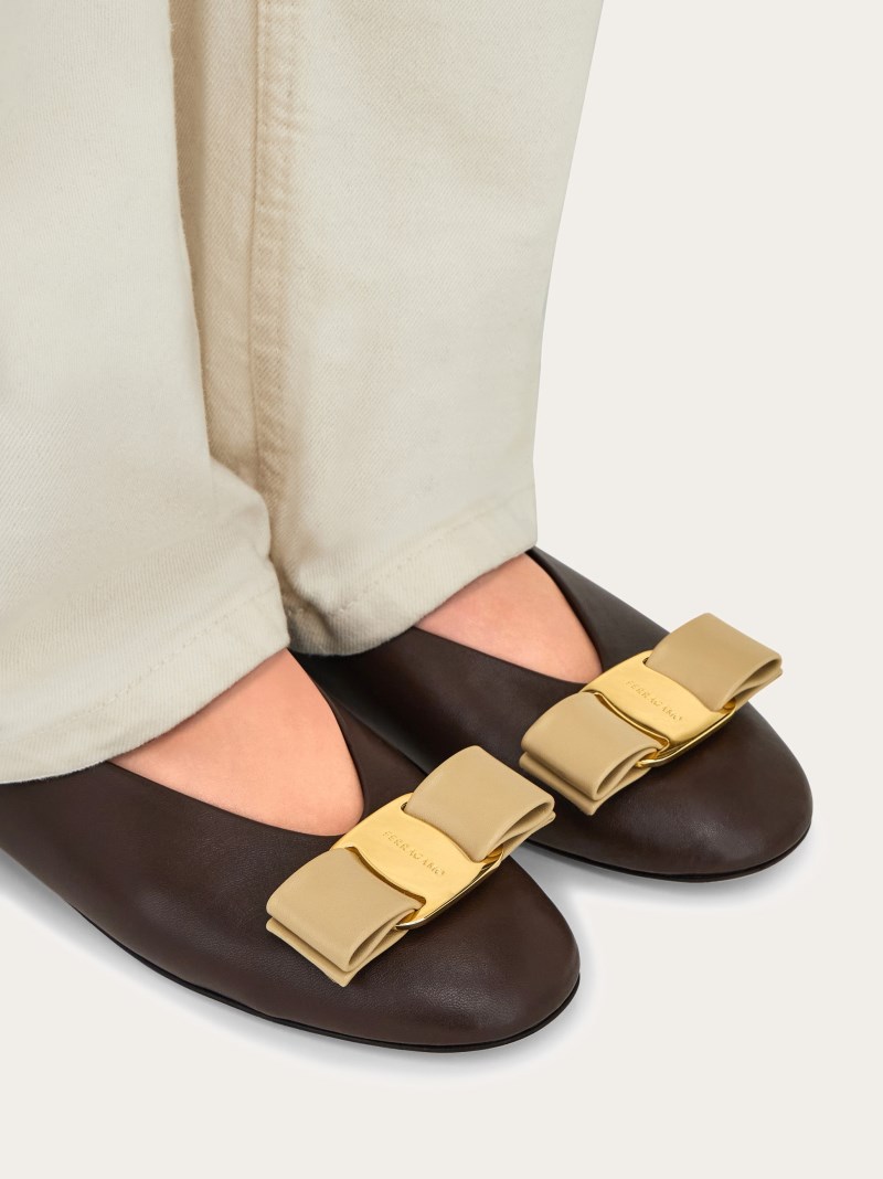 Ferragamo | Women's Vara Bow Ballet Flat - Testa Di Moro