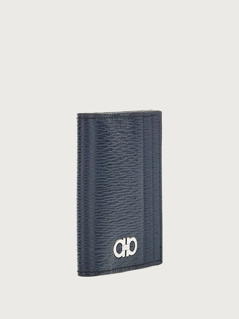 Ferragamo | Men's Gancini Credit Card Holder - Deep Ocean/Black