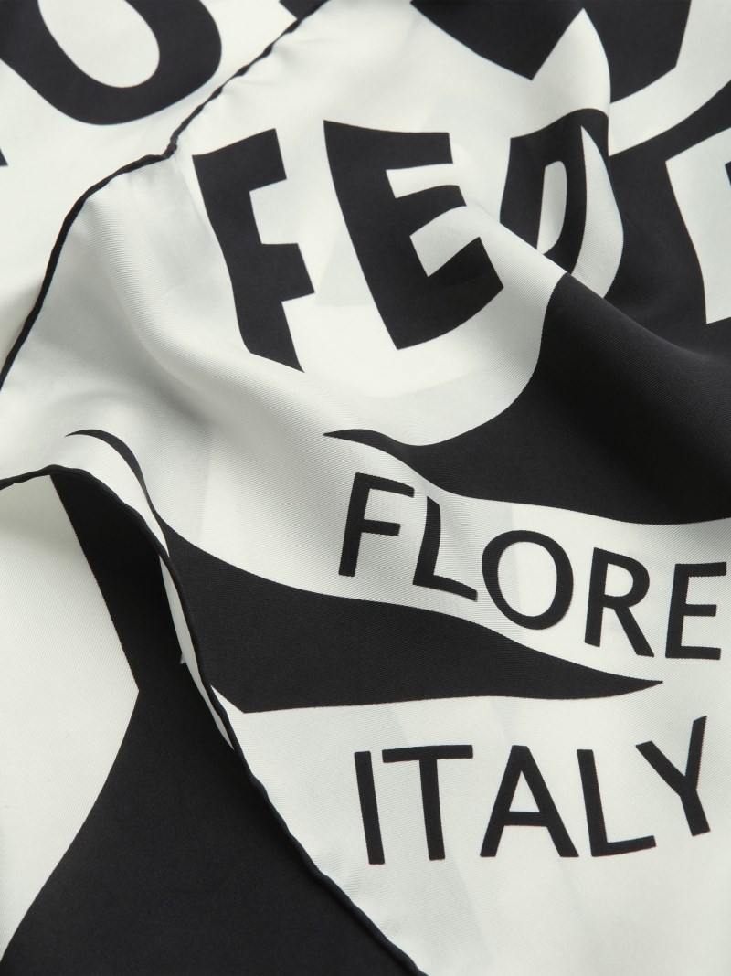 Ferragamo | Women's Logo Print Silk Foulard - White/Black