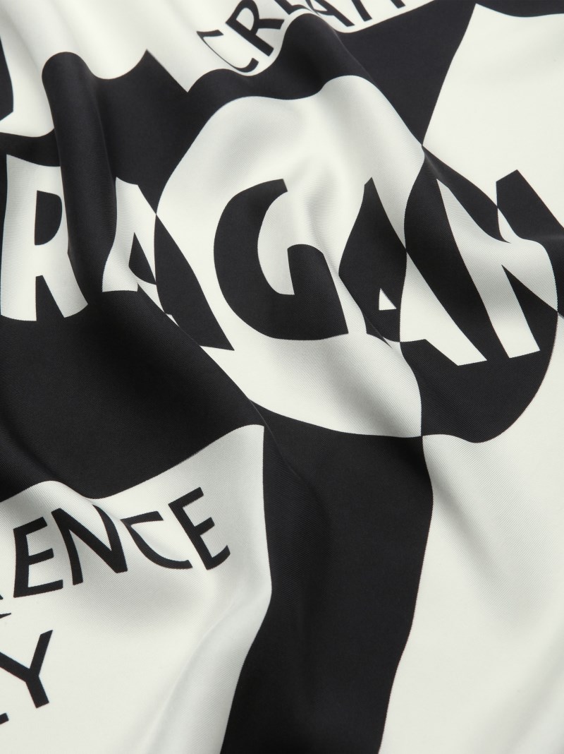 Ferragamo | Women's Logo Print Silk Foulard - White/Black