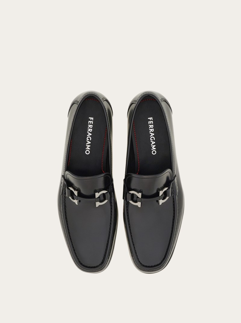 Ferragamo | Men's Moccasin With Gancini Ornament - Black