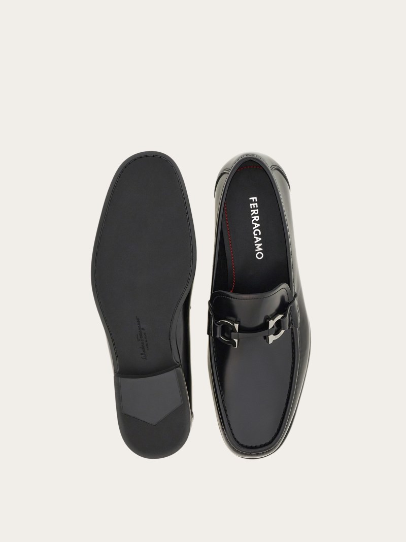 Ferragamo | Men's Moccasin With Gancini Ornament - Black