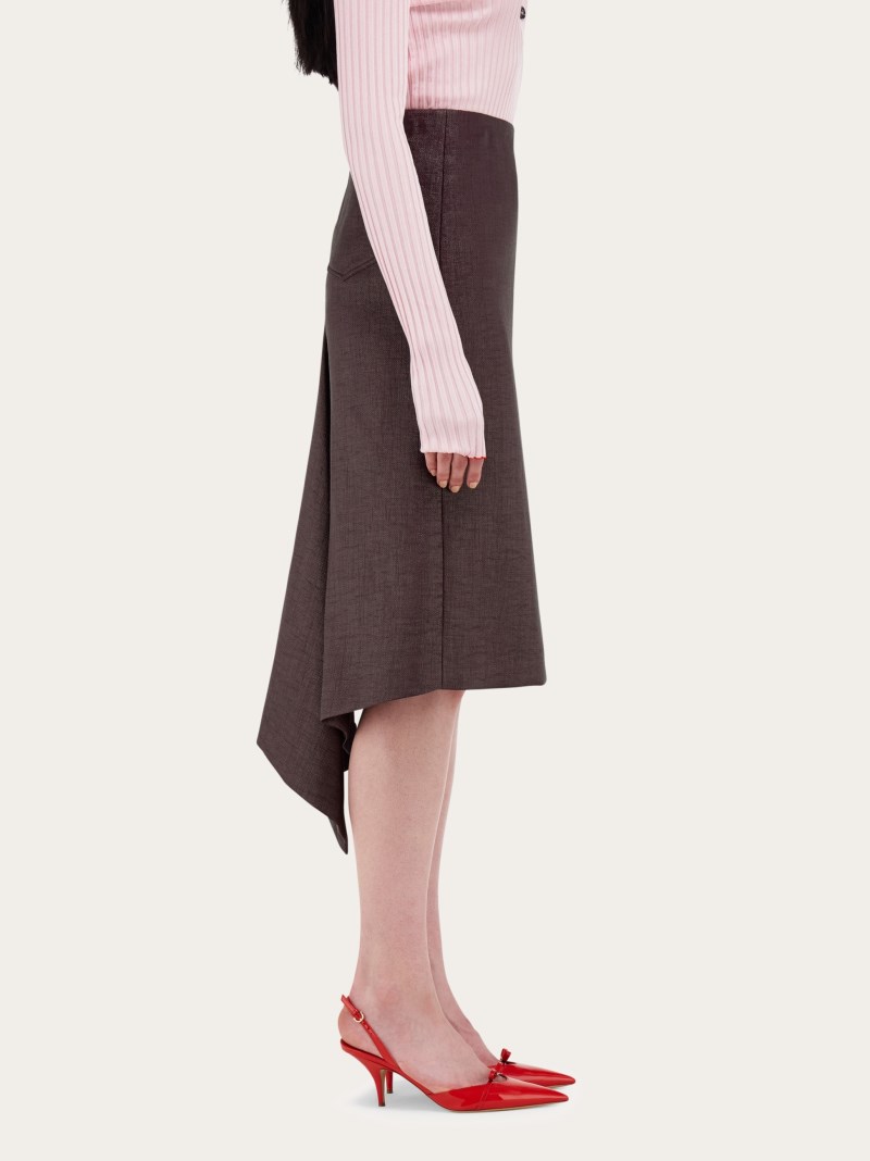 Ferragamo | Women's Asymmetric Skirt - Oxblood