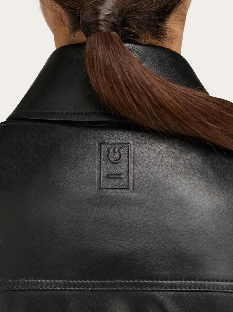 Ferragamo | Women's Biker Jacket With Vertical Zip Detail - Black
