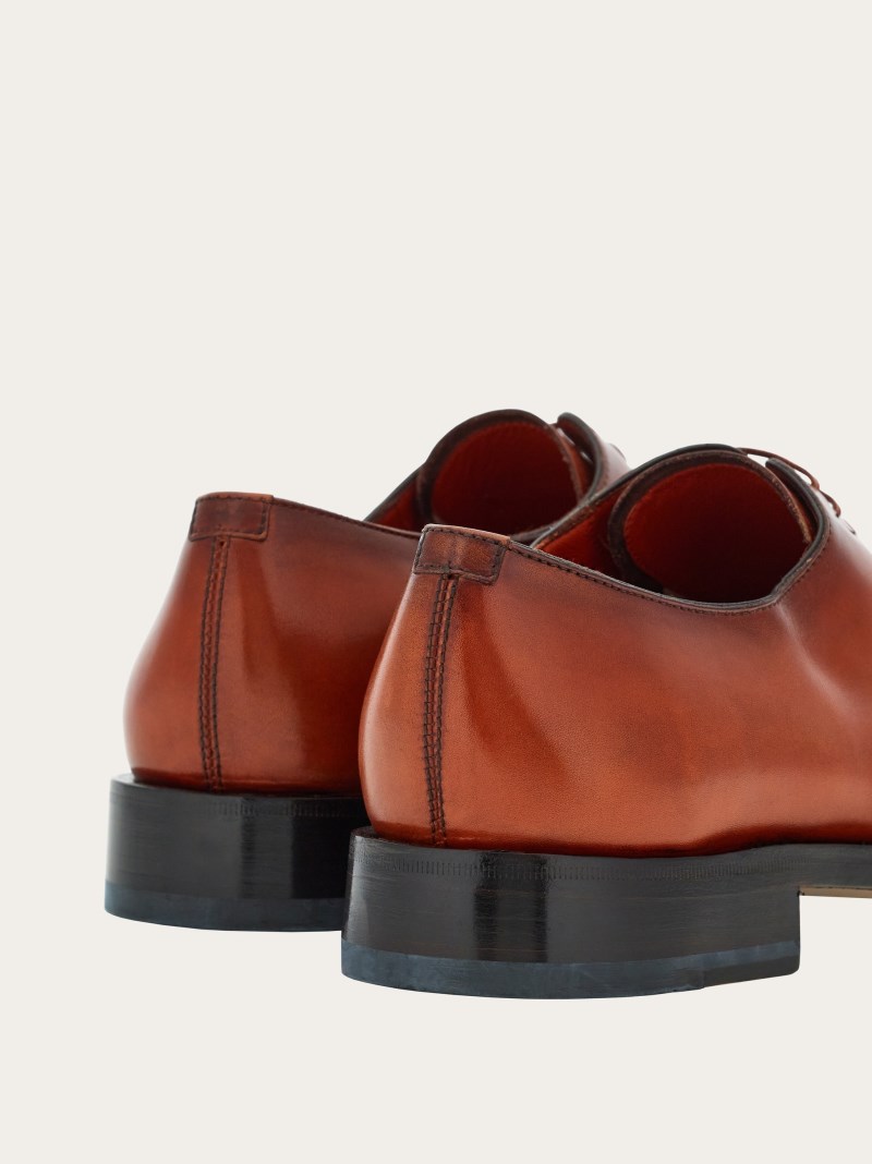 Ferragamo | Men's Tramezza Plain Toe Oxford - Terracotta/Testa Di Moro