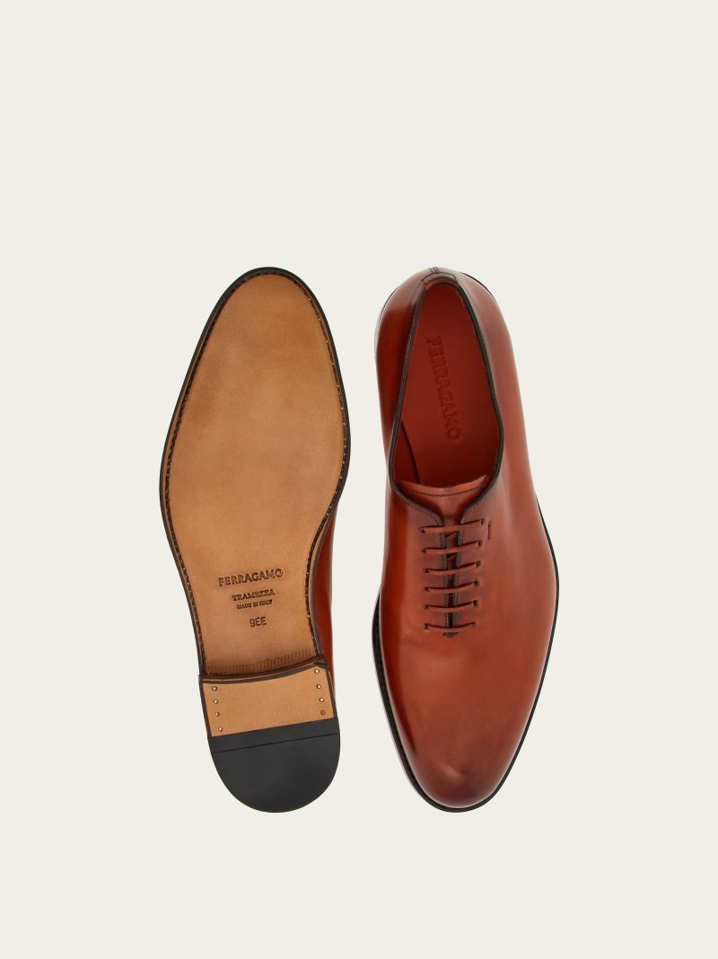 Ferragamo | Men's Tramezza Plain Toe Oxford - Terracotta/Testa Di Moro