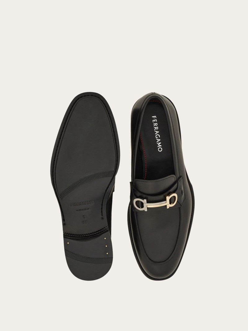 Ferragamo | Men's Moccasin With Gancini Ornament - Black